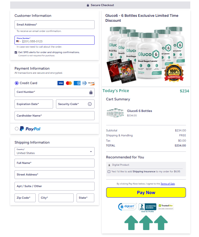 Gluco6 Secure Order Page